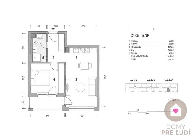 BA/NIVY-Sale of a modern 2-room apartment in a new building with parki
