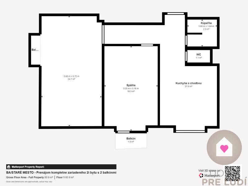 BA/OLD TOWN - Rent a fully furnished 2-room apartment with 2 balconies